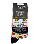 When It Rains Look For Rainbows Socks For Her UK 4-7 Bamboo Socks Gift Idea