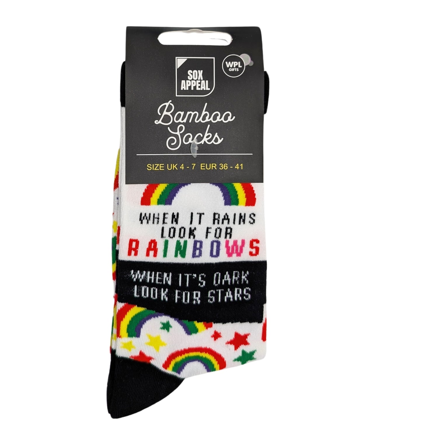 When It Rains Look For Rainbows Socks For Her UK 4-7 Bamboo Socks Gift Idea