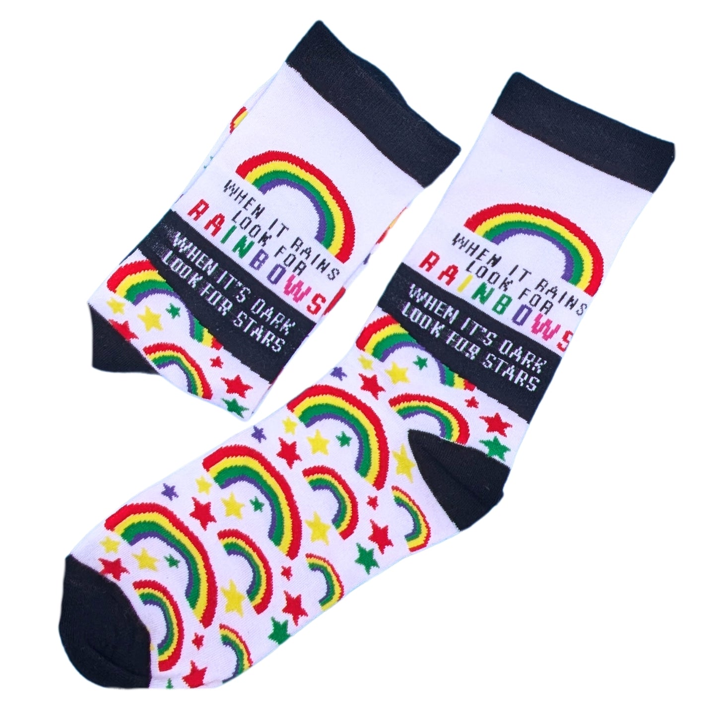 When It Rains Look For Rainbows Socks For Her UK 4-7 Bamboo Socks Gift Idea