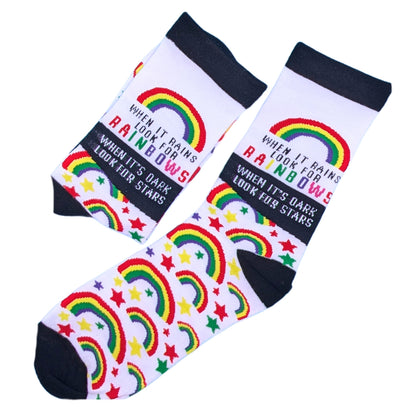 When It Rains Look For Rainbows Socks For Her UK 4-7 Bamboo Socks Gift Idea