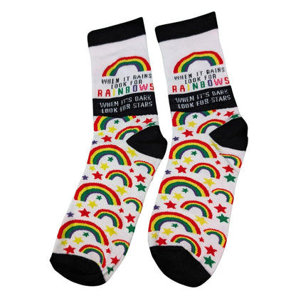 When It Rains Look For Rainbows Socks For Her UK 4-7 Bamboo Socks Gift Idea