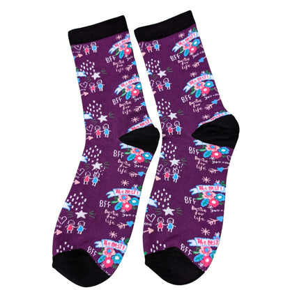 BFF Bestie For Life Socks For Her UK 4-7 Bamboo Socks Novelty Gift Idea