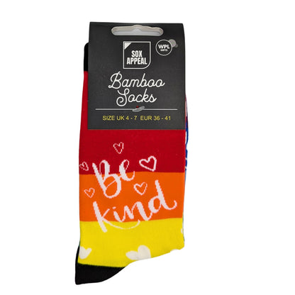 Be Kind Rainbow Socks For Her UK 4-7 Kindness Bamboo Socks Novelty Gift Idea