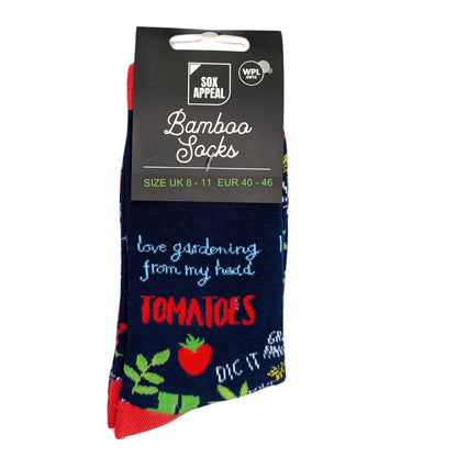 I Love Gardening From My Head Tomatoes Socks For Him UK 8-11 Bamboo Socks Gift