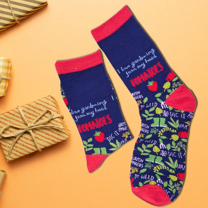 I Love Gardening From My Head Tomatoes Socks For Him UK 8-11 Bamboo Socks Gift