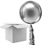 Floating Shimmering Silver Balloon In A Box With Tail Surprise Gift - Personalise It!
