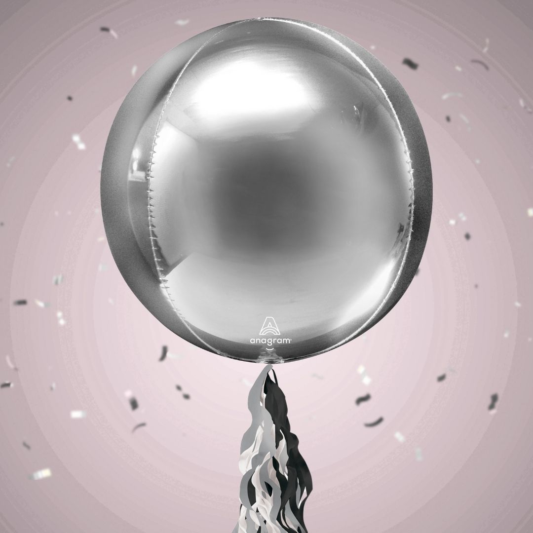 Floating Shimmering Silver Balloon In A Box With Tail Surprise Gift - Personalise It!