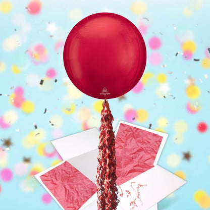 Floating Classic Red Balloon In A Box With Tail Surprise Gift - Personalise It!