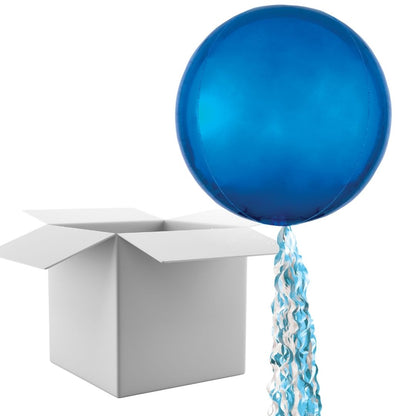Floating Bold Blue Balloon In A Box With Tail Surprise Gift - Personalise It!
