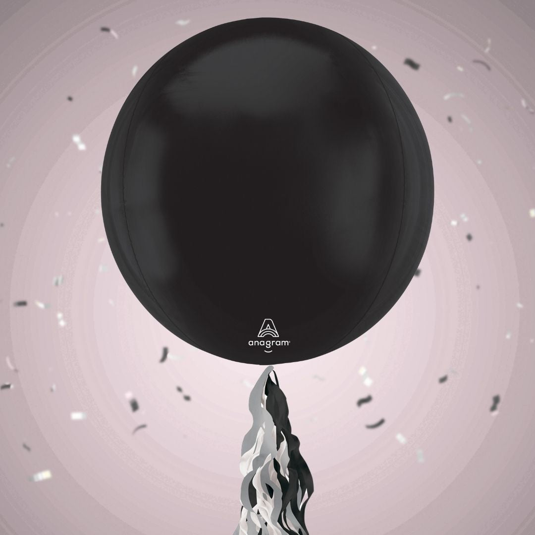 Floating Sleek Black Balloon In A Box With Tail Surprise Gift - Personalise It!