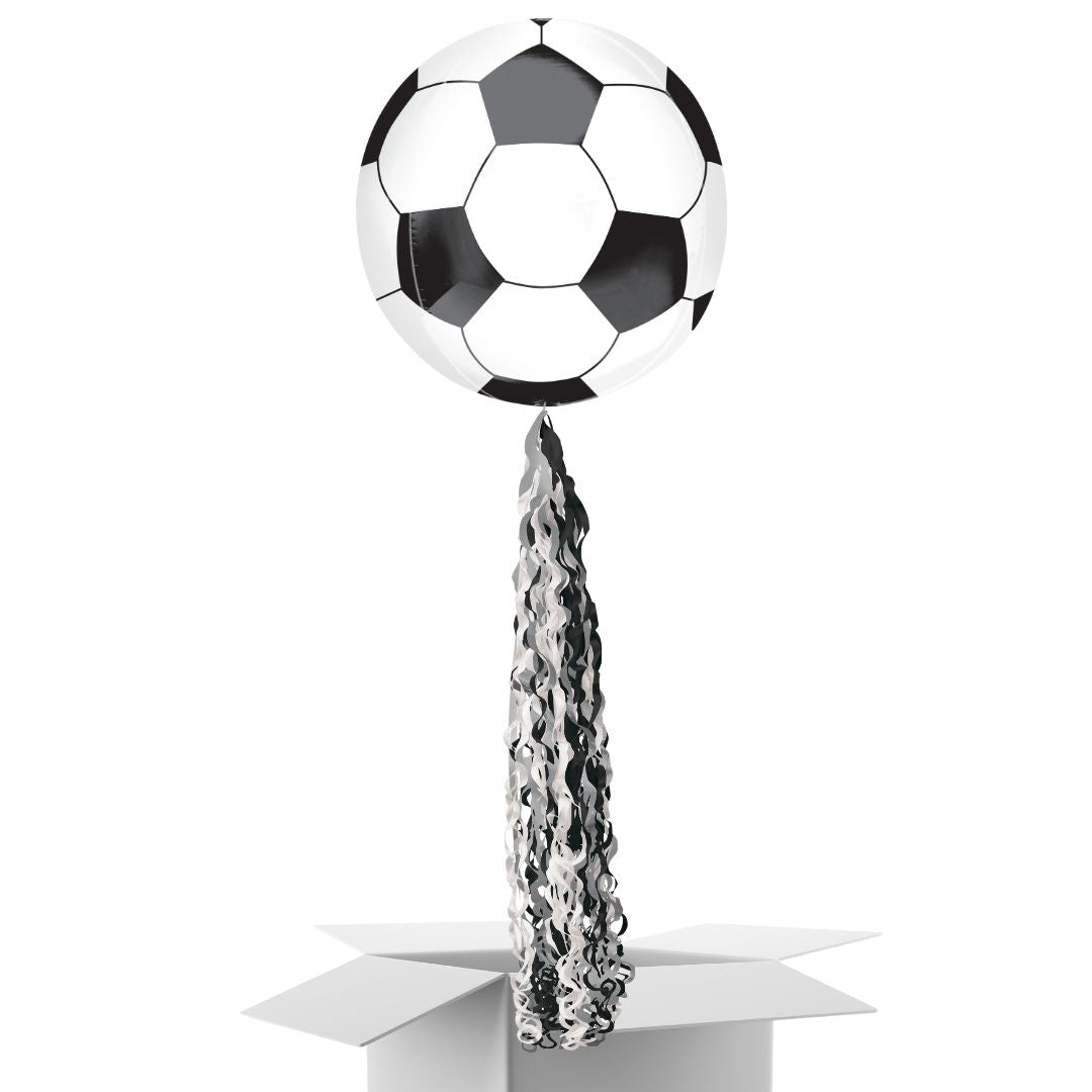 Floating Football Balloon In A Box With Tail Surprise Gift - Personalise It!