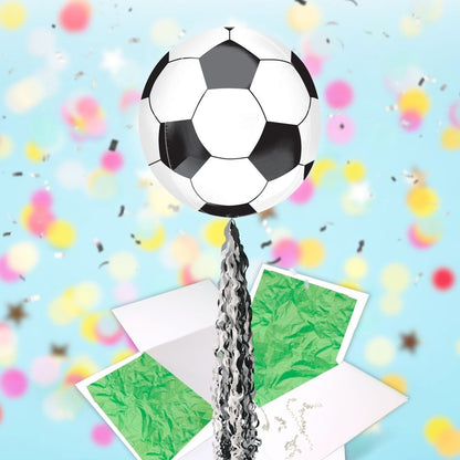 Floating Football Balloon In A Box With Tail Surprise Gift - Personalise It!