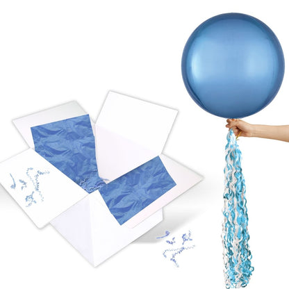Floating Pastel Blue Balloon In A Box With Tail Surprise Gift - Personalise It!