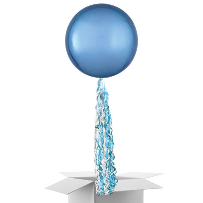 Floating Pastel Blue Balloon In A Box With Tail Surprise Gift - Personalise It!