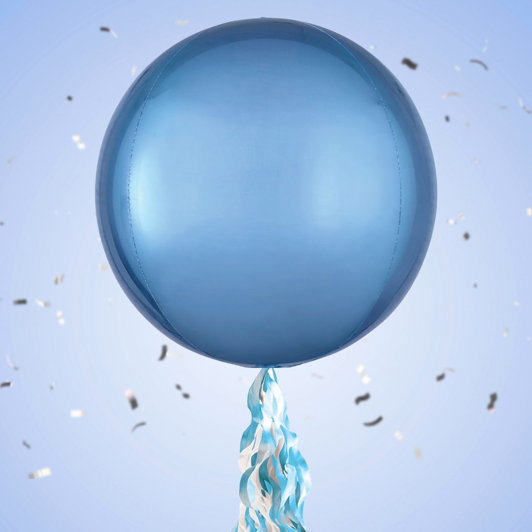Floating Pastel Blue Balloon In A Box With Tail Surprise Gift - Personalise It!