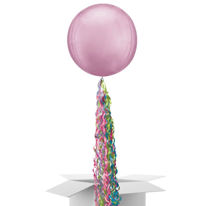 Floating Pastel Pink Balloon In A Box With Tail Surprise Gift - Personalise It!