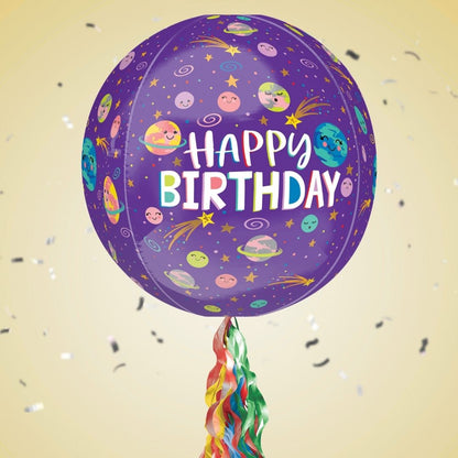 Floating Smiling Galaxy Birthday Balloon In A Box With Tail Surprise Gift - Personalise It!