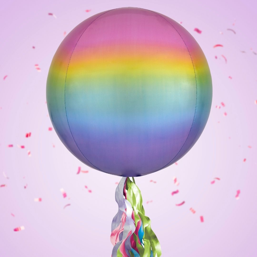 Floating Ombre Pastel Rainbow Balloon In A Box With Tail Surprise Gift - Personalise It!