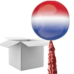 Floating Ombre Red, White & Blue Balloon In A Box With Tail Surprise Gift - Personalise It!