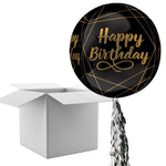 Floating Elegant Birthday Black Balloon In A Box With Tail Surprise Gift - Personalise It!