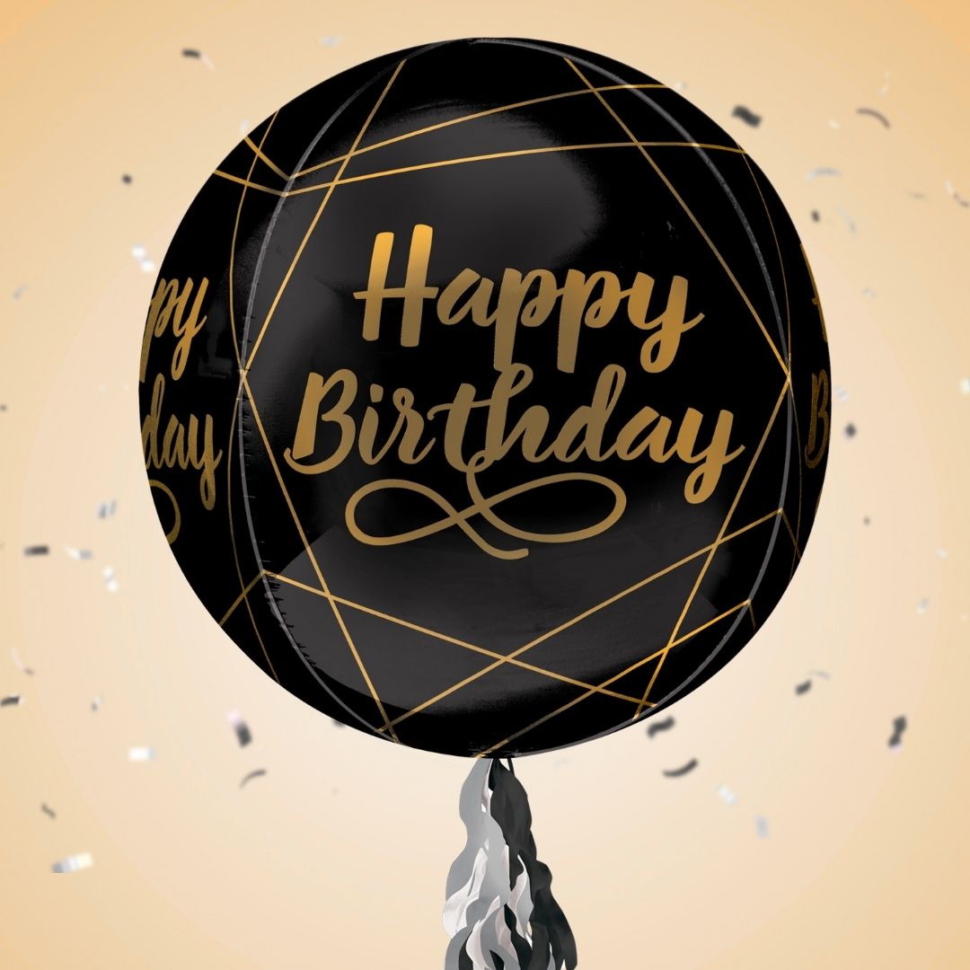 Floating Elegant Birthday Black Balloon In A Box With Tail Surprise Gift - Personalise It!