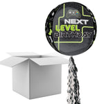 Floating Level Up Gamer Birthday Balloon In A Box With Tail Surprise Gift - Personalise It!