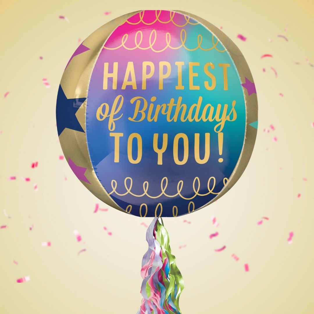 Floating Birthday Stars & Gold Balloon In A Box With Tail Surprise Gift - Personalise It!