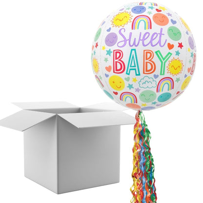 Floating Sweet Baby Icons Balloon In A Box With Tail Surprise Gift - Personalise It!