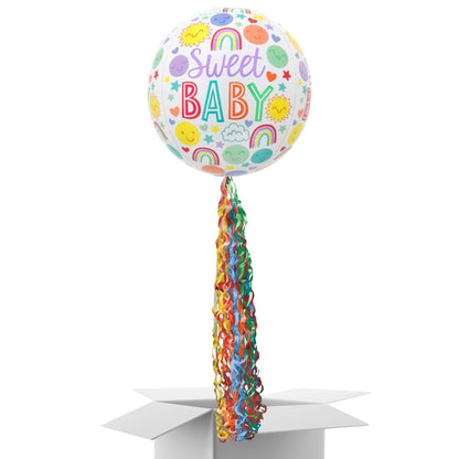 Floating Sweet Baby Icons Balloon In A Box With Tail Surprise Gift - Personalise It!
