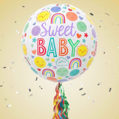 Floating Sweet Baby Icons Balloon In A Box With Tail Surprise Gift - Personalise It!