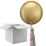 Floating White Gold Balloon In A Box With Tail Surprise Gift - Personalise It!
