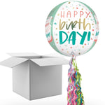 Floating Cake Happy Birthday Balloon In A Box With Tail Surprise Gift - Personalise It!