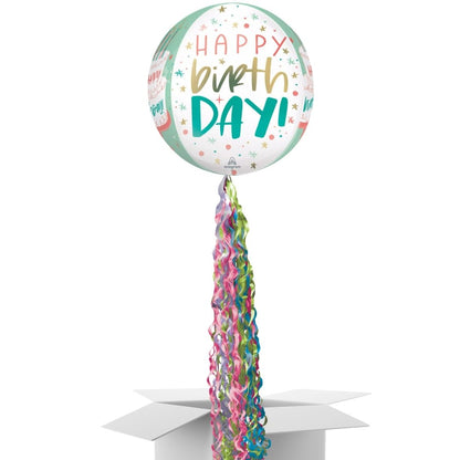 Floating Cake Happy Birthday Balloon In A Box With Tail Surprise Gift - Personalise It!