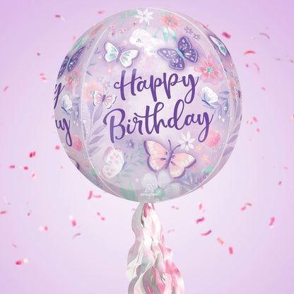 Floating Butterfly Happy Birthday Balloon In A Box With Tail Surprise Gift - Personalise It!