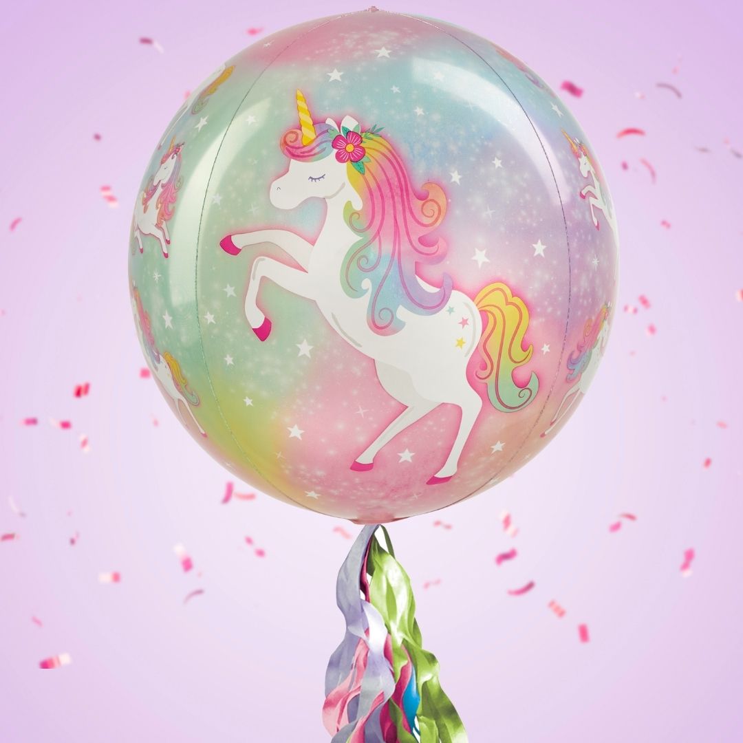 Floating Enchanted Unicorn Balloon In A Box With Tail Surprise Gift - Personalise It!