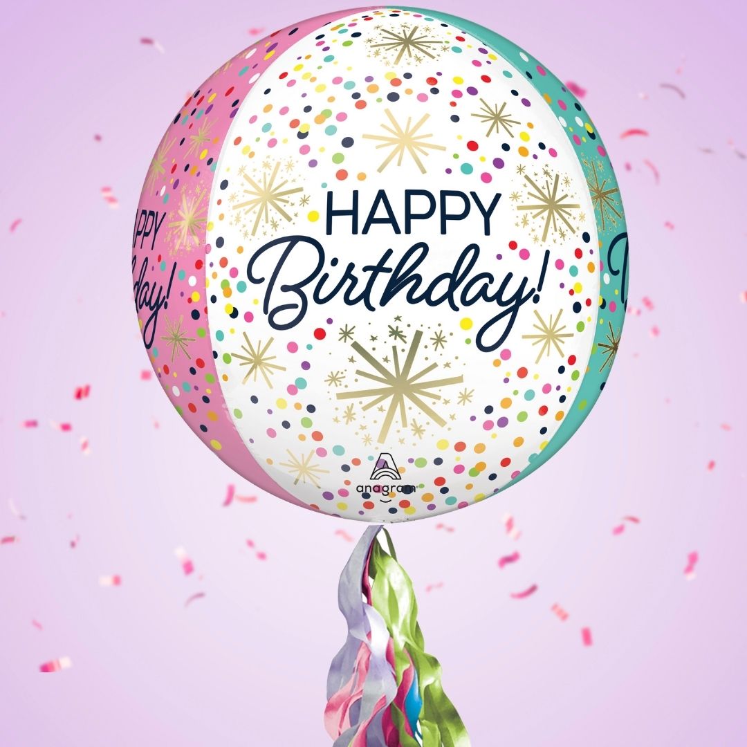 Floating Confetti Happy Birthday Balloon In A Box With Tail Surprise Gift - Personalise It!