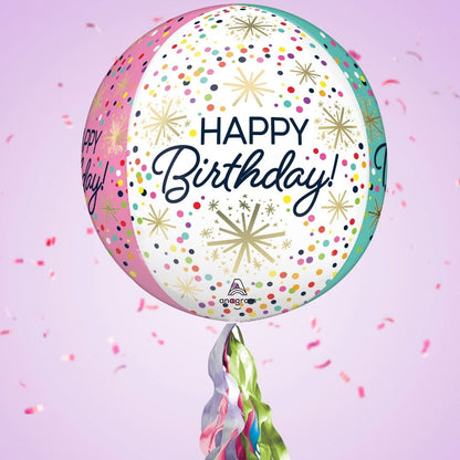Floating Confetti Happy Birthday Balloon In A Box With Tail Surprise Gift - Personalise It!