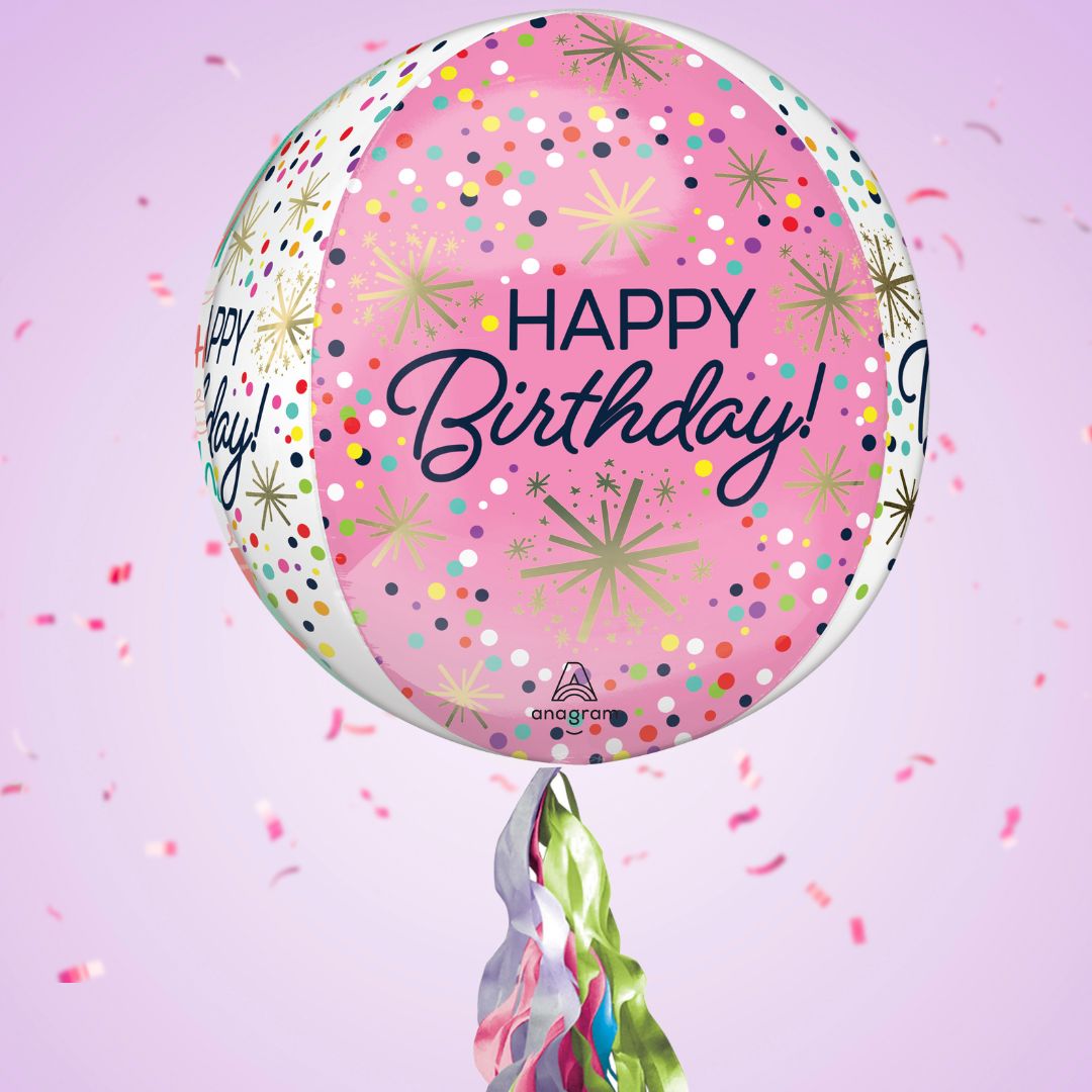 Floating Confetti Happy Birthday Balloon In A Box With Tail Surprise Gift - Personalise It!