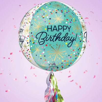 Floating Confetti Happy Birthday Balloon In A Box With Tail Surprise Gift - Personalise It!