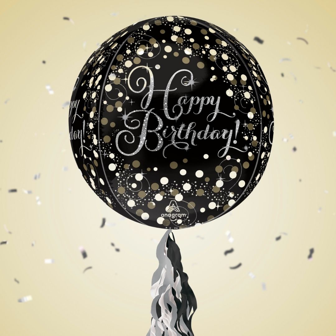 Floating Sparkling Happy Birthday Balloon In A Box With Tail Surprise Gift - Personalise It!