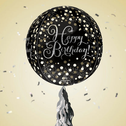 Floating Sparkling Happy Birthday Balloon In A Box With Tail Surprise Gift - Personalise It!