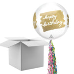 Floating Golden Age Happy Birthday Balloon In A Box With Tail Surprise Gift - Personalise It!