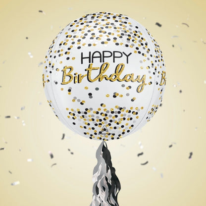 Floating Shimmering Happy Birthday Balloon In A Box With Tail Surprise Gift - Personalise It!