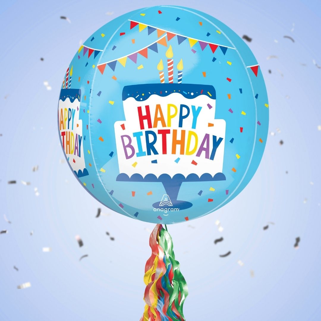 Floating Happy Birthday Cake Balloon In A Box With Tail Surprise Gift - Personalise It!