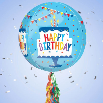 Floating Happy Birthday Cake Balloon In A Box With Tail Surprise Gift - Personalise It!