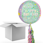 Floating Ice Cream Happy Birthday Balloon In A Box With Tail Surprise Gift - Personalise It!