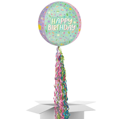 Floating Ice Cream Happy Birthday Balloon In A Box With Tail Surprise Gift - Personalise It!