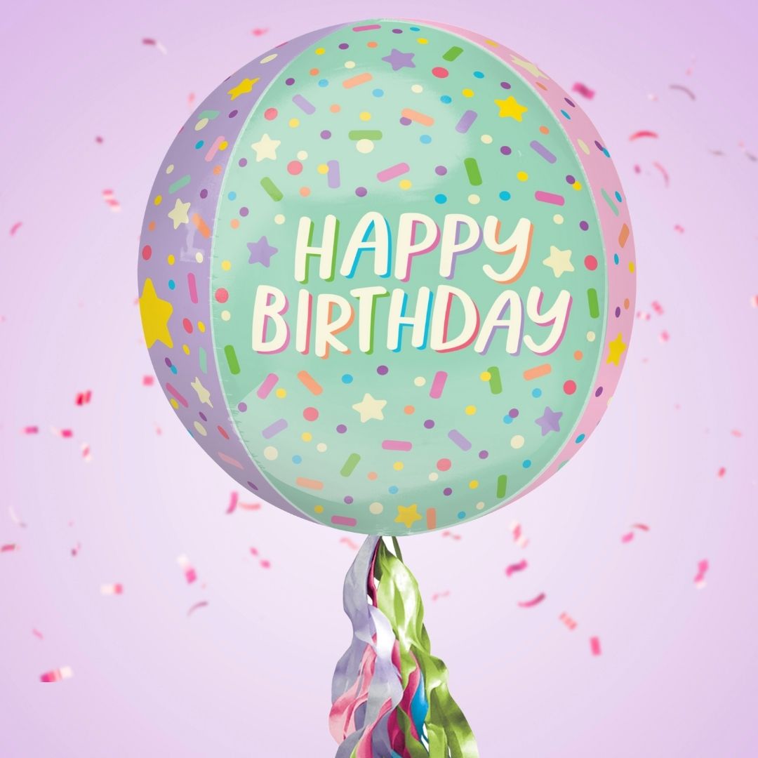 Floating Ice Cream Happy Birthday Balloon In A Box With Tail Surprise Gift - Personalise It!