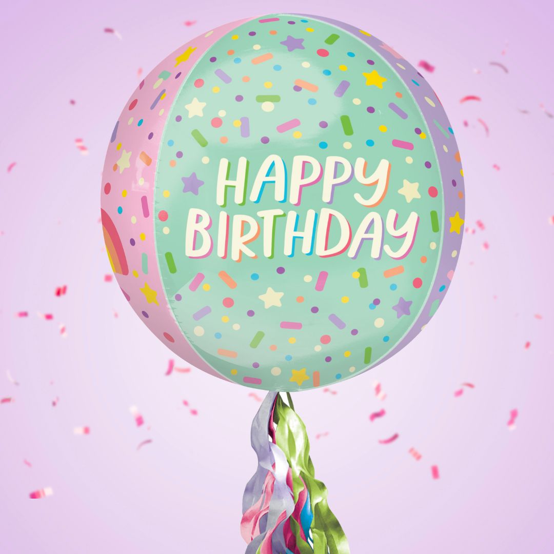 Floating Ice Cream Happy Birthday Balloon In A Box With Tail Surprise Gift - Personalise It!