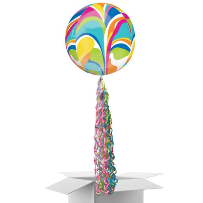 Floating Vibrant Macro Marble Balloon In A Box With Tail Surprise Gift - Personalise It!